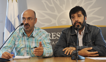 Representantes del PIT-CNT Marcelo Abdala y Fernando Pereira