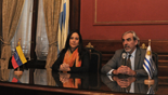 Conferencia de prensa de Luis Porto y la vicecanciller de Venezuela, Verónica Guerrero