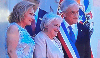 Lucía Topolansky junto a Sebastián Piñera y Cecilia Morel