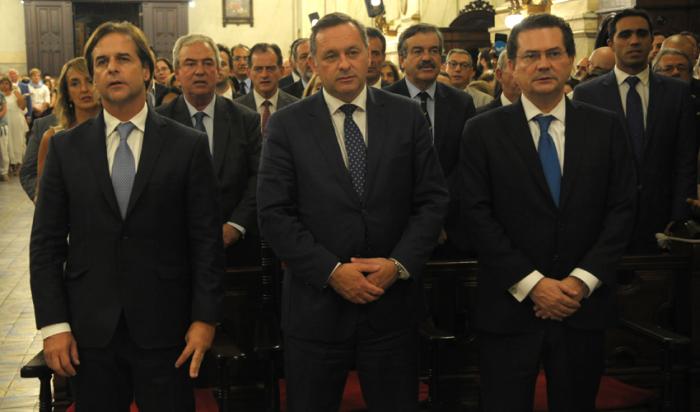 Luis Lacalle Pou, Álvaro Delgado y Rodrigo Ferrés