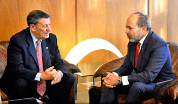 Canciller Rodlfo Nin Novoa y el presidente de la Corte Interamericana de Derechos Humanos, Roberto Caldas