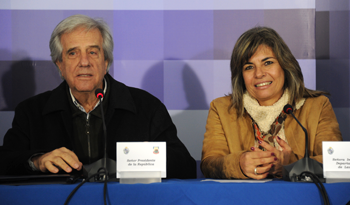 Presidente Tabaré Vázquez e intendenta de Lavalleja, Adriana Peña