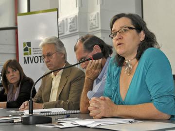 Ministra Muslera en conferencia de prensa
