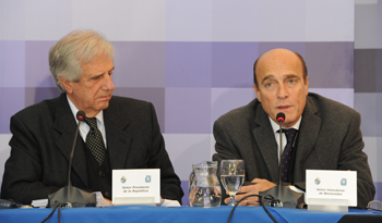 El presidente Tabaré Vázquez junto al intendente de Montevideo, Daniel Martínez