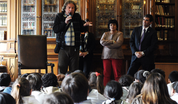 Vicepresidente Raúl Sendic, senadora Ivonne Pasada y el escritor Roy Berocay