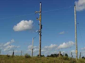 Tramo del tendido eléctrico rural