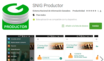 Aplicación para celulares SNIG Productor