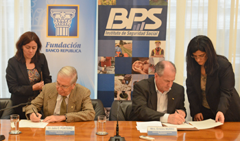 Autoridades del BPS y del BROU firman convenio