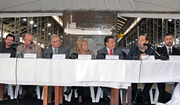 Acto por el inicio de la construcción de la primera draga con componentes fabricados en Uruguay.