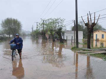 Ciudad de Treinta y Tres durante recientes inundaciones