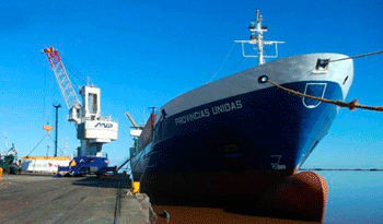 Grúa en puerto de Fray Bentos