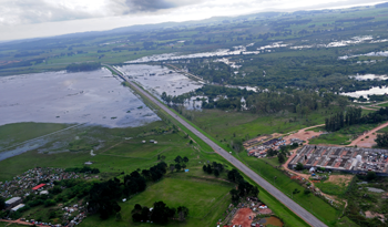 Foto aérea de inundaciones