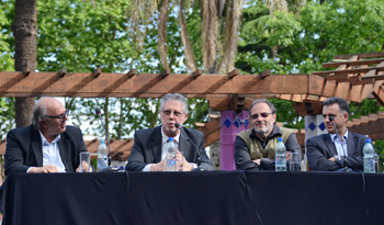 El exintendente de Canelones, Marcos Carámbula, Jorge Vázquez, Daniel Olesker y Yamandú Orsi