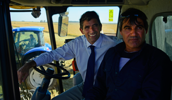 Vicepresidente Raúl Sendic, con productor de arroz en Treinta y Tres