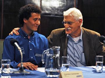 Piloto Francisco Cammarota y presidente del Plan Juntos, Carlos Acuña