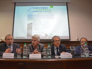 Ministros Ehrlich, Brenta, Almagro y Olesker en el Centro de Estudiantes de Derecho