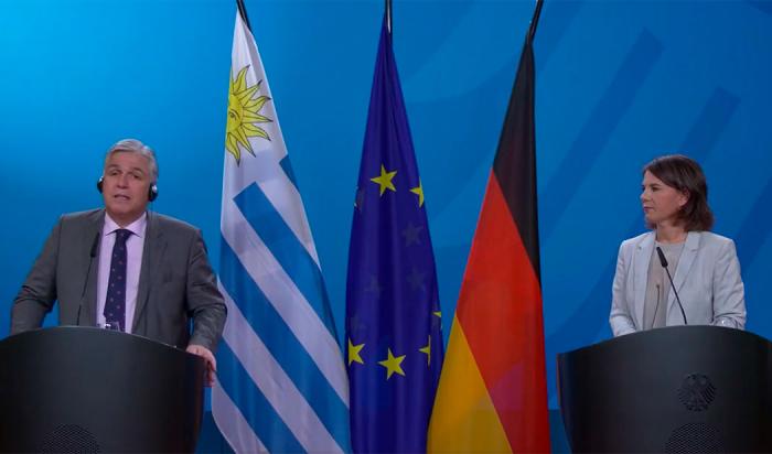 Canciller Francisco Bustillo y ministra de Asuntos Exteriores de Alemania, Annalena Baerbock