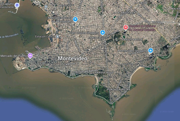 Mapa satelital de Montevideo