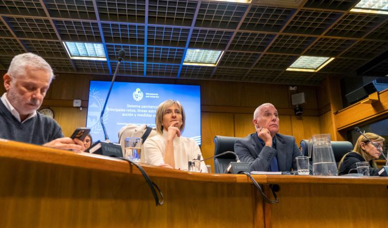 Ministro del Interior, Carlos Negro y subsecretaria de la cartera, Gabriela Valverde, durante su comparecencia en el Par