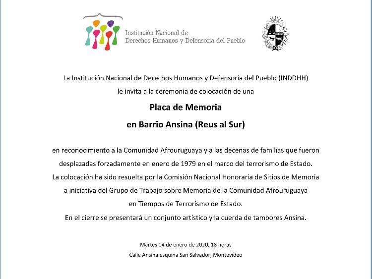 Invitación colocación del placa Invitación colocación del placa