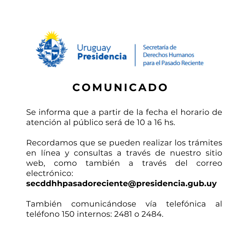 Comunicado por cambio de horario