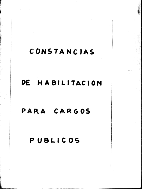 Caratula de Rollo de Constancias de Habilitación para cargos públicos