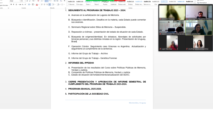 Reunión virtual preparatoria de la Comisión Permanente de Memoria Verdad y Justicia