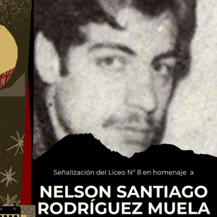 Señalización del Liceo N.º 8 en homenaje a Nelson Santiago Rodríguez Muela