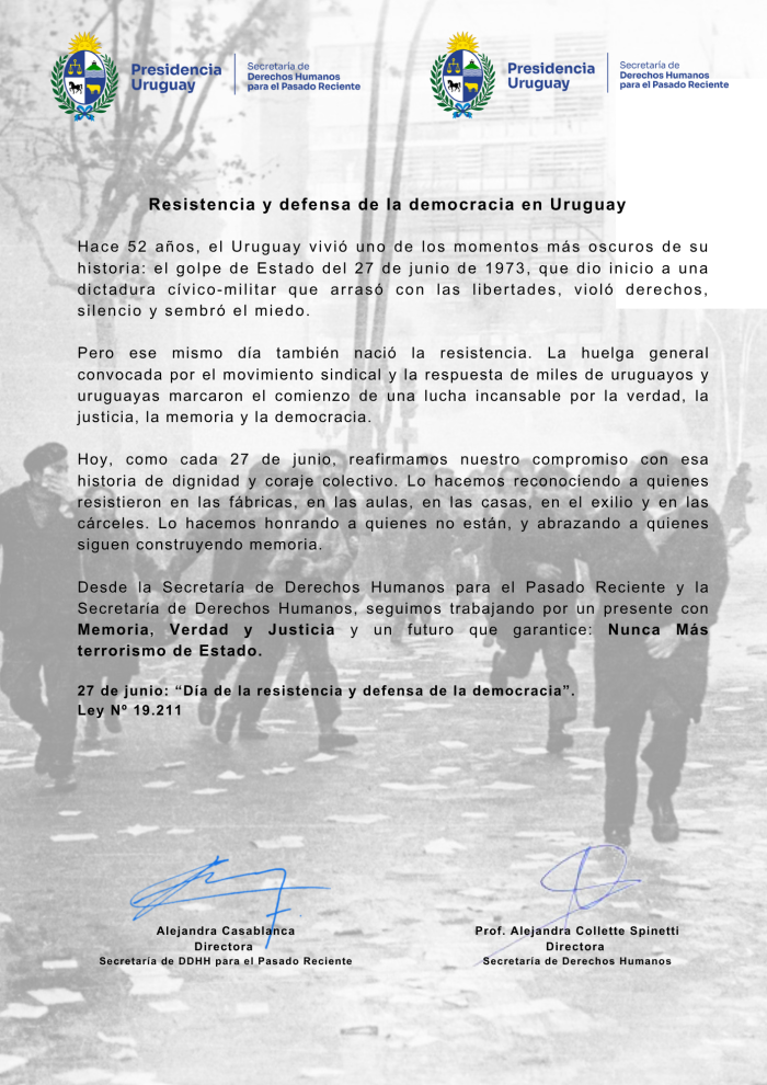 Comunicado 27 de junio 
