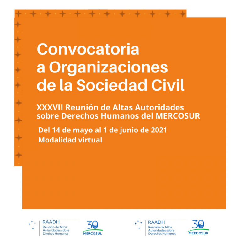 Convocatoria para Organizaciones de la Sociedad Civil RAADDHH