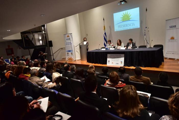 Secretario de Derechos Humanos, Nelson Villarreal, exponiendo en Seminario Internacional realizado en Presidencia de la República.