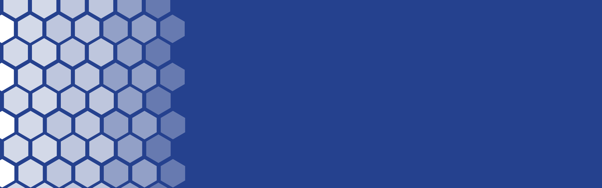 Banner con Hexágonos en degrade hacia la derecha, fondo azul, representativo de SENCI 