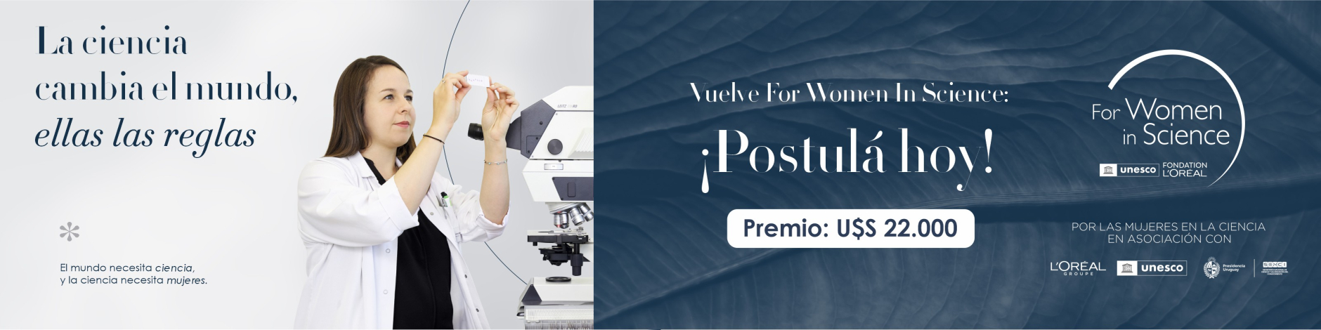 Banner Premio L´Oréal-UNESCO "For Women in Science" Con logos de SENCI, L´Oreal Group y UNESCO