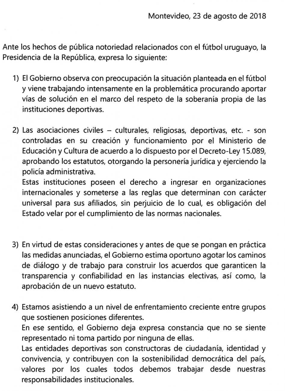 Gobierno emite comunicado ante los hechos de pública notoriedad ...