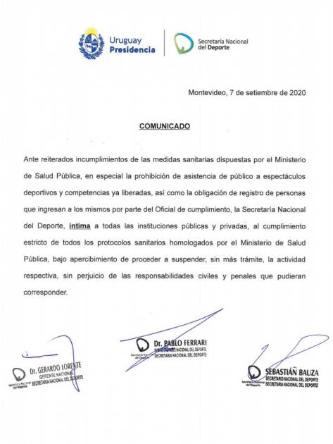 Comunicado 7/9 Comunicado 7/9/2020