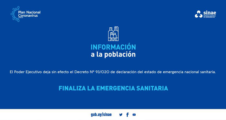 Fin de la emergencia nacional sanitaria Sistema Nacional de Emergencias