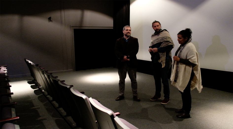 Fernando Traversa (Director Nacional del SINAE) junto a Emiliano Mazza De Luca y Martha Orozco (director y productora de "Nueva Venecia"). Martha Orozco y Emiliano Mazza De Luca