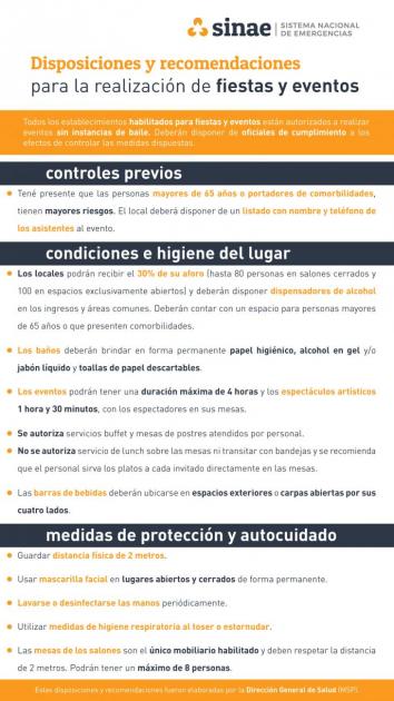 Disposiciones y recomendaciones para la realización de fiestas y eventos 