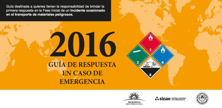 Guía de Respuesta en Caso de Emergencia 2016 Tapa de la Guía de Respuesta en Caso de Emergencia 2016