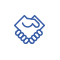 Logo de dos personas llegando a un acuerdo
