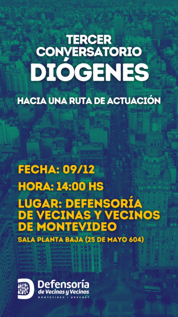 Placa de invitación al 3er Conversatorio de Diógenes