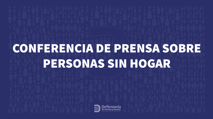 Placa informativa de la Defensoría sobre la participación de "Conferencia de prensa".