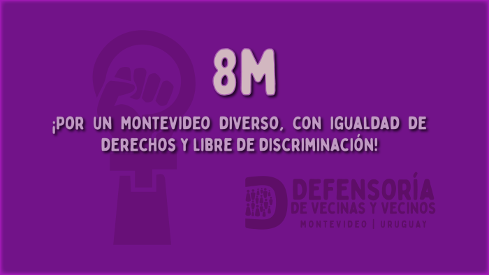 Placa con la frase "¡Por un Montevideo diverso, con igualdad de derechos y libre de discriminación!"