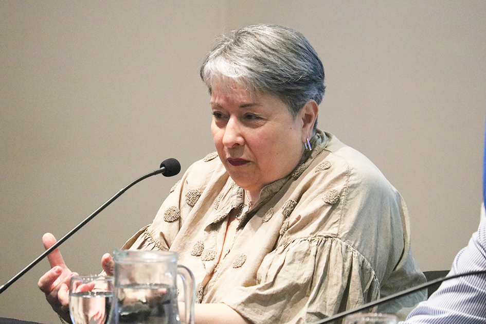 Alejandra Villar, presidenta del Consejo Ejecutivo de la UAIP brindando palabras de apertura