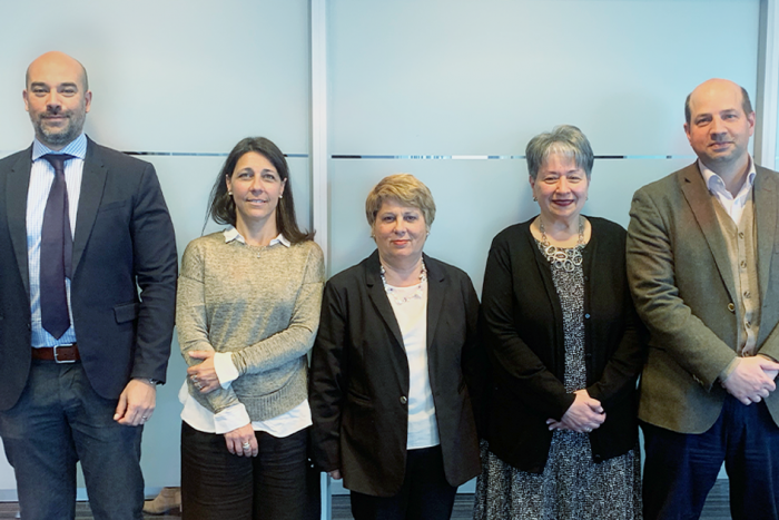 Hebert Paguas, Virginia Pardo, Mariella Saettone, Alejandra Villar y Gabriel Delpiazzo 