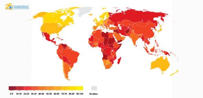 Mapa del Índice de Transparencia 2018