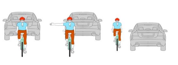 Maniobra de adelantamiento, señalización en bici