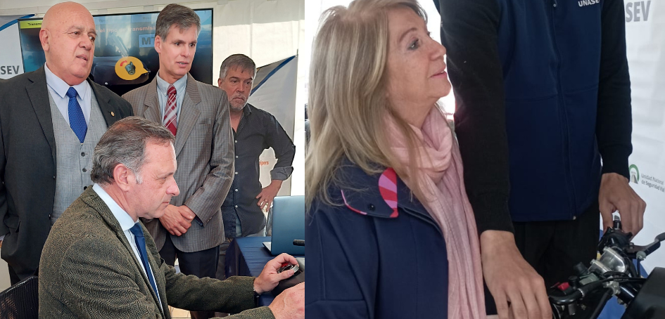 Álvaro Delgado y Diputada Susana Montaner haciendo uso de prestaciones en estand de UNASEV Álvaro Delgado y Diputada Susana Montaner haciendo uso de prestaciones en estand de UNASEV