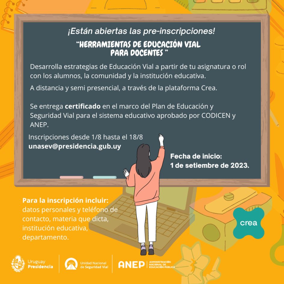 Flyer promoviendo Curso de Educación Vial para Docentes