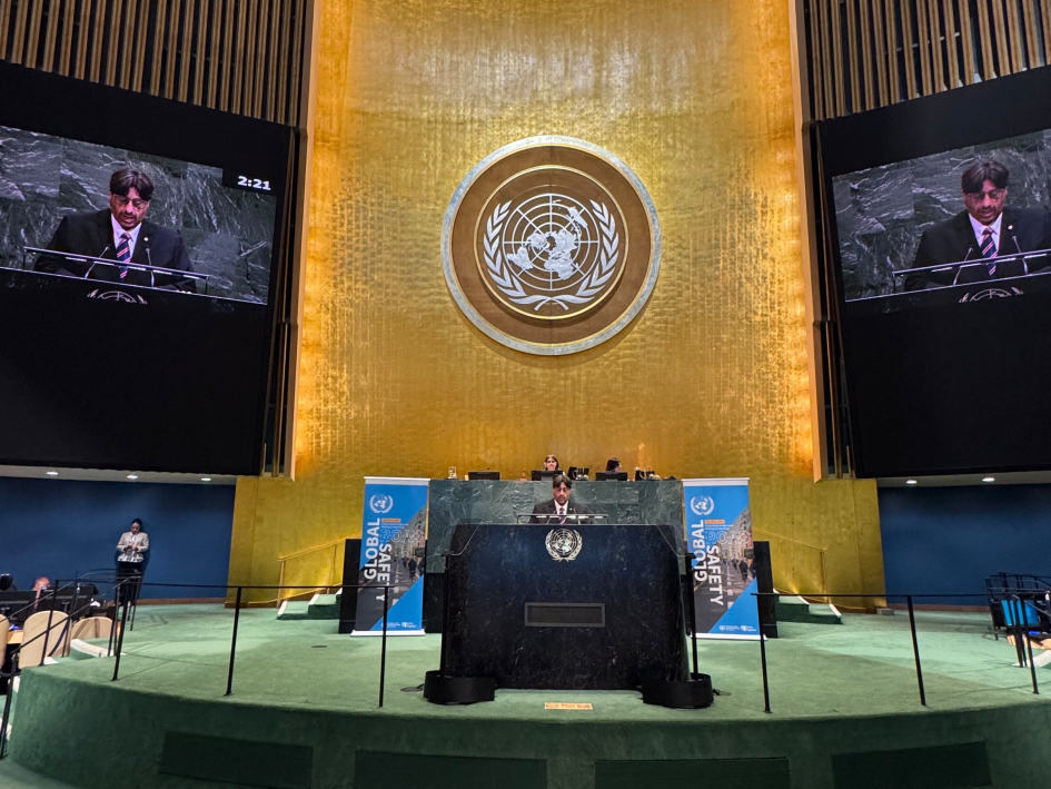 Marcelo metediera, Presidente de UNASEV durante su discurso e la Asamblea General de Naciones Unidas Marcelo Metediera da un discurso en la Asamblea General de la ONU